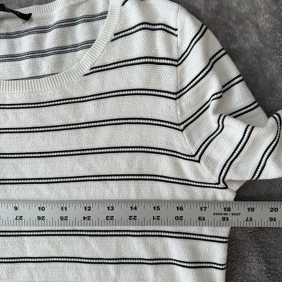 Ann Taylor Ivory and Ebony Striped Crew Neck Sweater - Picture 5 of 6